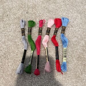 DMC Embroidery Floss Assortment - Pink, Red, Green, Blue, Gray